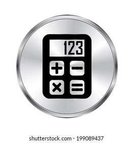 calculator icon - vector brushed metal button