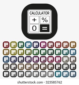 calculator. icon. vector design, set of colored buttons