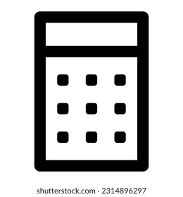 calculator icon vector designed in outline lineal bold rounded style (32px artboard 2px stroke)