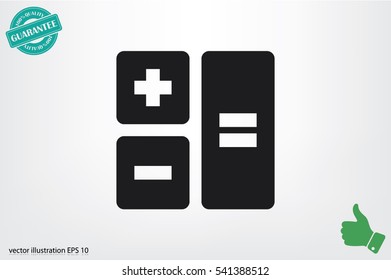 calculator icon vector EPS 10, abstract sign  flat design,  illustration modern isolated badge for website or app - stock info graphics.
