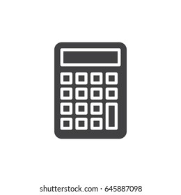 Calculator icon vector, filled flat sign, solid pictogram isolated on white. Accounting symbol, logo illustration. Pixel perfect
