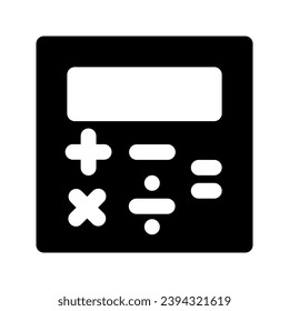 Calculator Icon Vector. Flat black symbol. Pictogram is isolated on a white background. Designed for web and software interfaces.