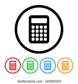 Calculator Icon in Vector Format with Four Color Variations