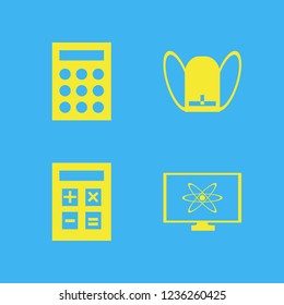 calculator icon. calculator vector icons set school book bag, calculator and atom monitor