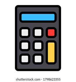 Icono de calculadora en estilo de línea rellenada para cualquier proyecto, uso para presentación de aplicación móvil del sitio web