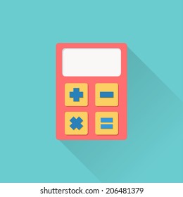 calculator icon , vector illustration flat design with long shadow