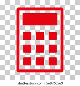 Calculator icon. Vector illustration style is flat iconic symbol, red color, transparent background. Designed for web and software interfaces.
