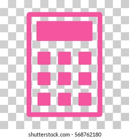 Calculator icon. Vector illustration style is flat iconic symbol, pink color, transparent background. Designed for web and software interfaces.
