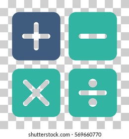 Calculator icon. Vector illustration style is flat iconic bicolor symbol, cobalt and cyan colors, transparent background. Designed for web and software interfaces.