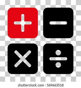 Calculator icon. Vector illustration style is flat iconic bicolor symbol, intensive red and black colors, transparent background. Designed for web and software interfaces.