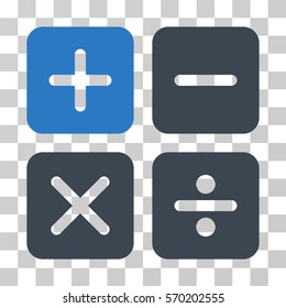 Calculator icon. Vector illustration style is flat iconic bicolor symbol, smooth blue colors, transparent background. Designed for web and software interfaces.