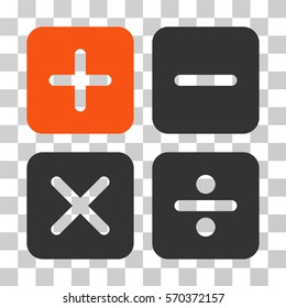 Calculator icon. Vector illustration style is flat iconic bicolor symbol, orange and gray colors, transparent background. Designed for web and software interfaces.