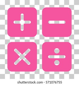 Calculator icon. Vector illustration style is flat iconic symbol, pink color, transparent background. Designed for web and software interfaces.