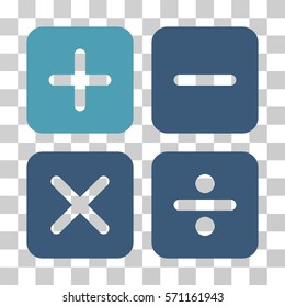 Calculator icon. Vector illustration style is flat iconic bicolor symbol, cyan and blue colors, transparent background. Designed for web and software interfaces.