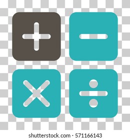 Calculator icon. Vector illustration style is flat iconic bicolor symbol, grey and cyan colors, transparent background. Designed for web and software interfaces.