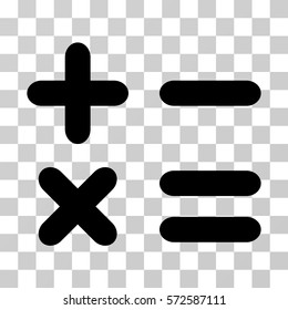 Calculator icon. Vector illustration style is flat iconic symbol, black color, transparent background. Designed for web and software interfaces.