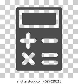 Calculator icon. Vector illustration style is flat iconic symbol, gray color, transparent background. Designed for web and software interfaces.