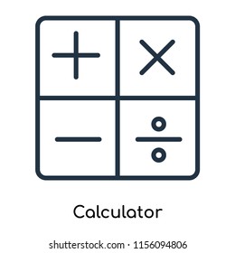 Calculator icon vector isolated on white background, Calculator transparent sign , thin symbols or lined elements in outline style