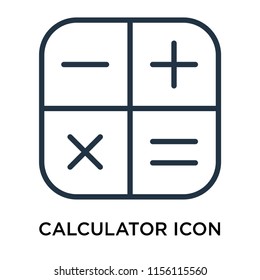 Calculator icon vector isolated on white background, Calculator transparent sign , thin pictogram or outline symbol design in linear style