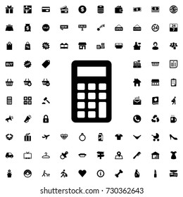 Calculator icon vector isolated on white background. set of filled shopping icons.