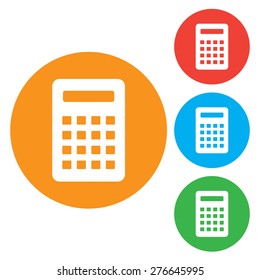 Calculator Icon. Vector icon isolated. Round colorful buttons.