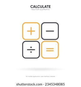 Calculator icon vector on white background. Savings, finances sign. Economy calculate. Four operations, multiplication, addition, subtraction, dividing, division. For UI, UX, website, mobile app.