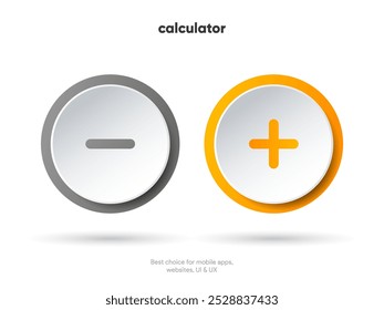 Vetor de ícone da calculadora sobre fundo branco. Poupança, sinal de finanças. Cálculo de economia. Quatro operações, multiplicação, adição, subtração, divisão. Para IU, UX, site, aplicativo móvel.