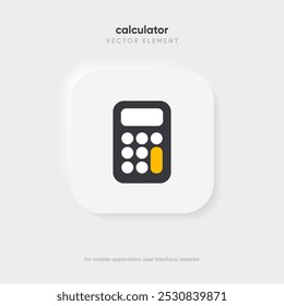 Vetor de ícone da calculadora sobre fundo branco. Poupança, sinal de finanças. Cálculo de economia. Quatro operações, multiplicação, adição, subtração, divisão. Para IU, UX, site, aplicativo móvel.