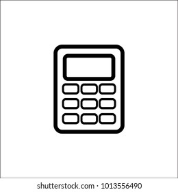 Vector de icono de la calculadora. Ahorro, finanzas señalizadas aisladas en blanco, concepto económico, estilo plano de moda para diseño gráfico, sitio web, interfaz de usuario. EPS10