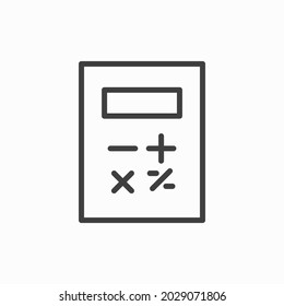 Vector de icono de la calculadora. Ahorro, finanzas señalizadas aisladas en blanco, concepto de economía