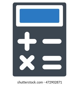 Calculator icon. Vector style is bicolor flat iconic symbol with rounded angles, smooth blue colors, white background.