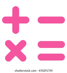 Calculator icon. Vector style is flat iconic symbol with rounded angles, pink color, white background.