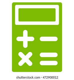 Calculator icon. Vector style is flat iconic symbol with rounded angles, eco green color, white background.