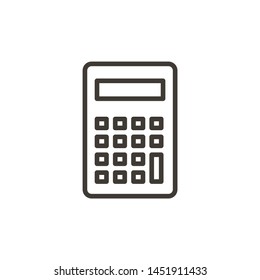 Calculator Icon. Vector thin line illustration for mathematics, economics, algebra, business, calculating and other concepts related with numbers, finance or payments