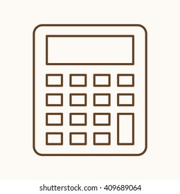 Icono de la calculadora, signo de la web vectorial en líneas delgadas. Icono bancario plano. Icono de la hipoteca de diseño, pictograma vector.