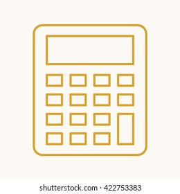 Calculator icon, vector web sign in thin lines. Banking icon flat. Design mortgage icon, vector pictogram.