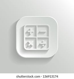 Calculator icon - vector white app button with shadow