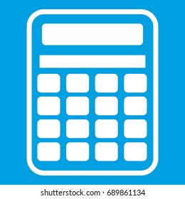 Calculator icon white isolated on blue background vector illustration