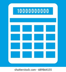 Calculator icon white isolated on blue background vector illustration