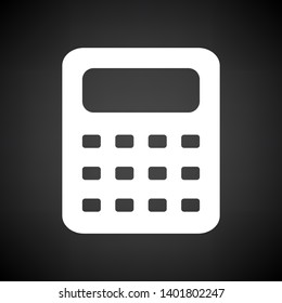 Calculator Icon. White on Black Background. Vector Illustration.