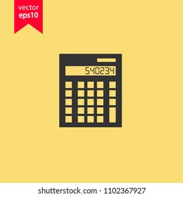Calculator icon. Yellow background. EPS 10 vector sign.