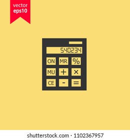 Calculator icon. Yellow background. EPS 10 vector sign.