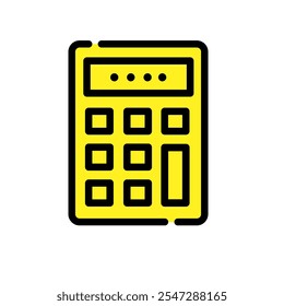 Calculator icon with yellow colour and vector art