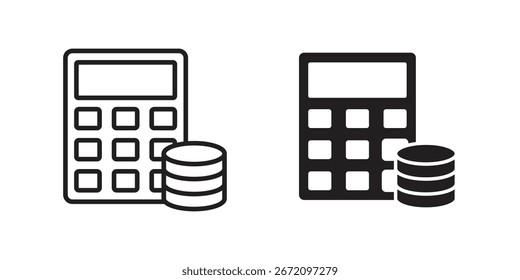 Calculator Icons with Database Symbol, Isolated on White Background