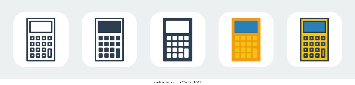 calculator icons with five different styles