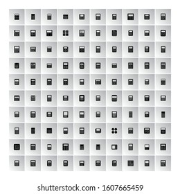 calculator icons in gray square buttons 