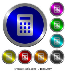 Calculator icons on round luminous coin-like color steel buttons