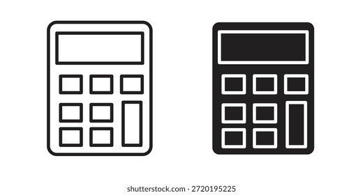 Calculator icons. Pixel perfect. Vector outline icon. Flat logo concept.