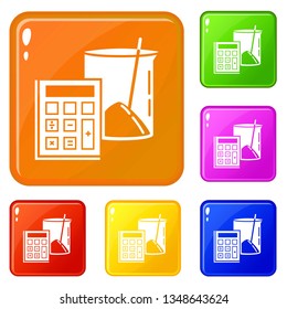 Calculator icons set collection vector 6 color isolated on white background