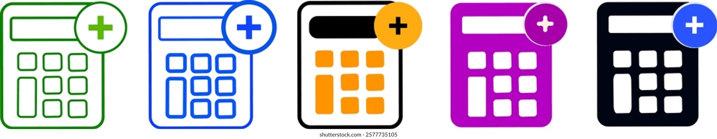 Calculator icons set. color Accounting calculator sign .
